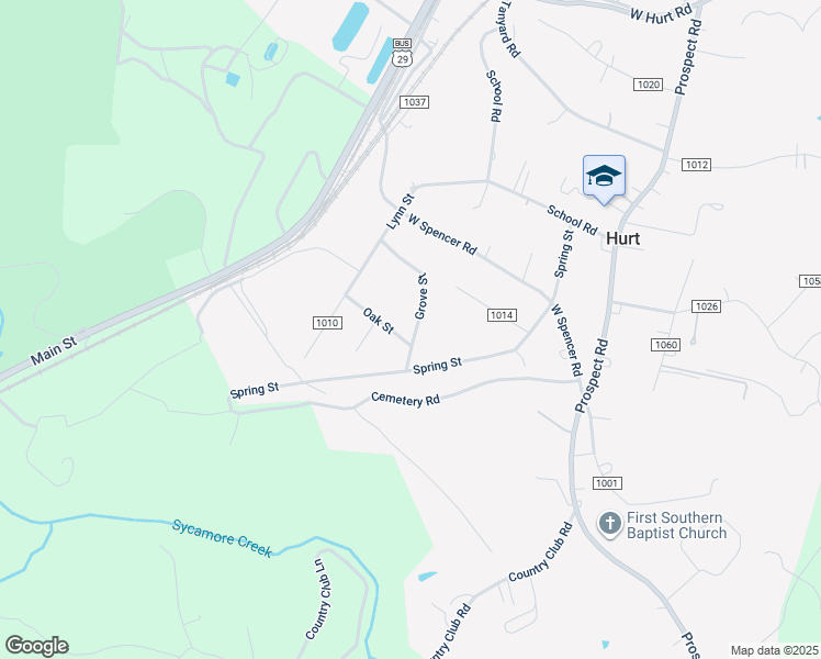 map of restaurants, bars, coffee shops, grocery stores, and more near 207 Grove Street in Hurt
