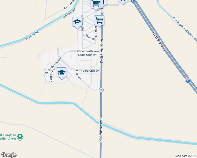map of restaurants, bars, coffee shops, grocery stores, and more near 13750 Anacapa Avenue in Gustine