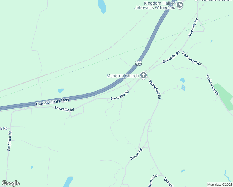 map of restaurants, bars, coffee shops, grocery stores, and more near Patrick Henry Highway in Meherrin