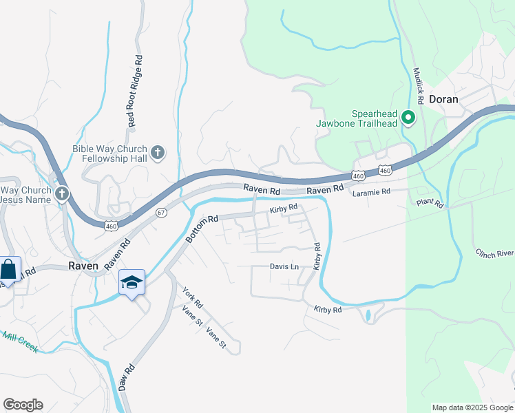 map of restaurants, bars, coffee shops, grocery stores, and more near 190 Bottom Road in Raven