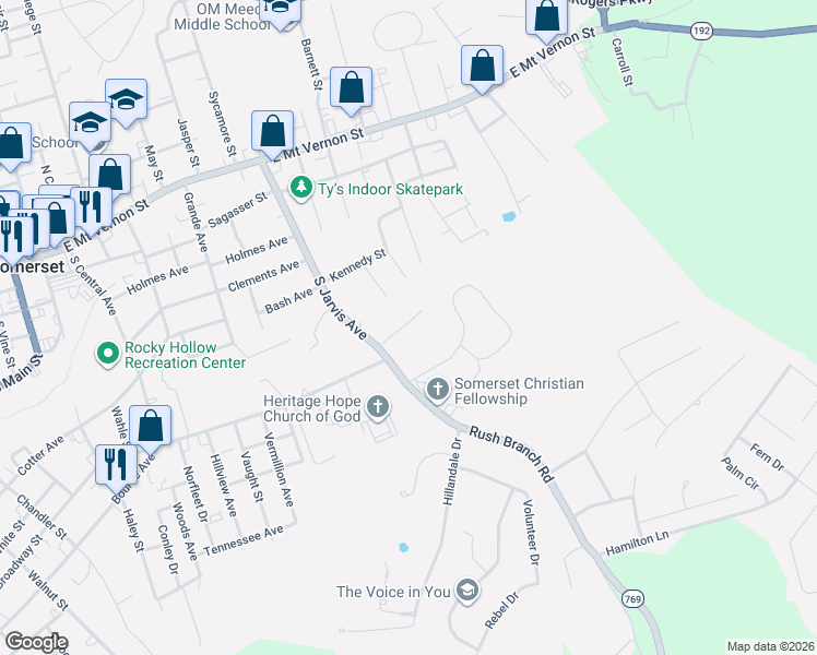 map of restaurants, bars, coffee shops, grocery stores, and more near 100-198 Hines Addition in Somerset