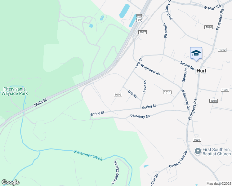 map of restaurants, bars, coffee shops, grocery stores, and more near 609 Lynn Street in Hurt