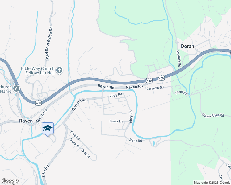 map of restaurants, bars, coffee shops, grocery stores, and more near Virginia 67 in Raven