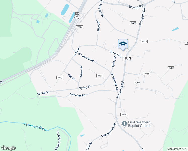 map of restaurants, bars, coffee shops, grocery stores, and more near 211 Ramsey Road in Hurt