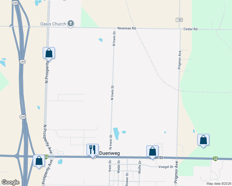 map of restaurants, bars, coffee shops, grocery stores, and more near North Irwin Street in Joplin