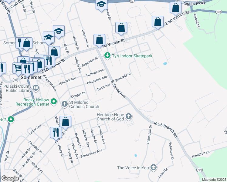 map of restaurants, bars, coffee shops, grocery stores, and more near 5 Edgewood Dr in Somerset
