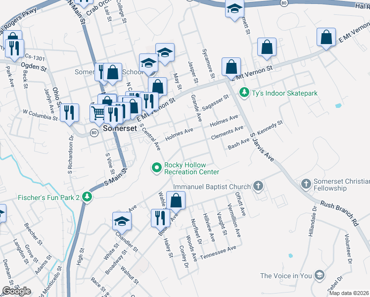 map of restaurants, bars, coffee shops, grocery stores, and more near 139 Crawford Avenue in Somerset