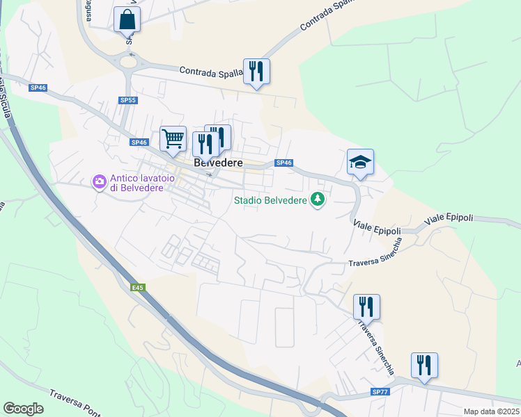 map of restaurants, bars, coffee shops, grocery stores, and more near 9 Via Tacito in Belvedere