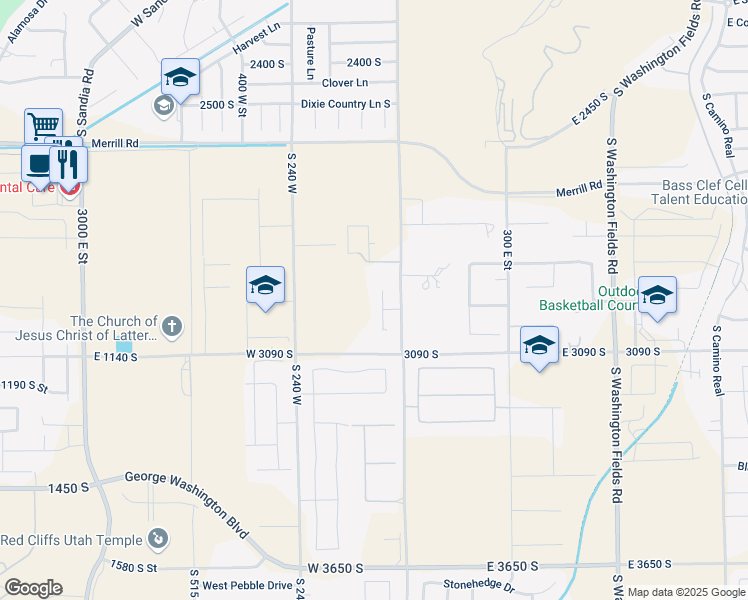 map of restaurants, bars, coffee shops, grocery stores, and more near 2950 Old Farm Road in Washington