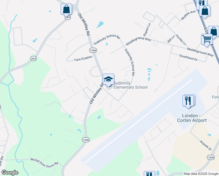 map of restaurants, bars, coffee shops, grocery stores, and more near 900 Sublimity School Road in London