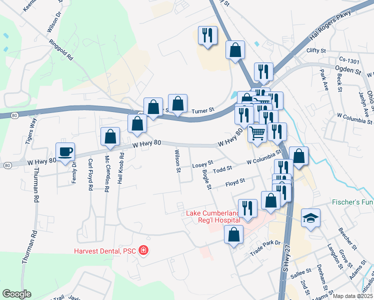 map of restaurants, bars, coffee shops, grocery stores, and more near 100 Ham Street in Somerset