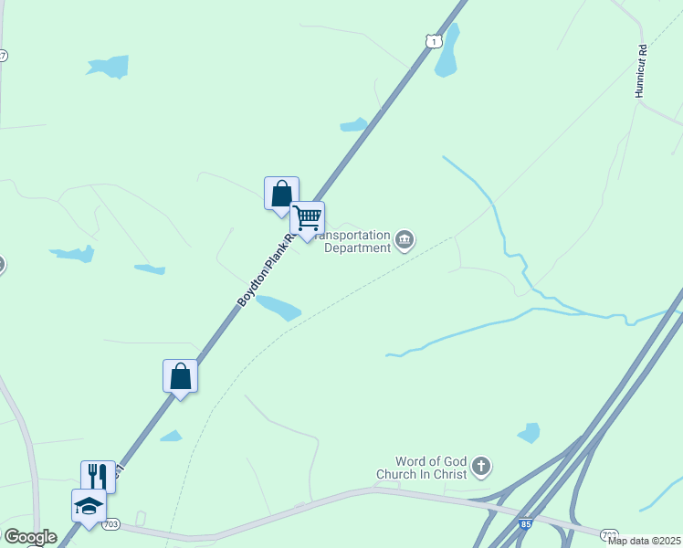 map of restaurants, bars, coffee shops, grocery stores, and more near 13103 Boydton Plank Road in Dinwiddie