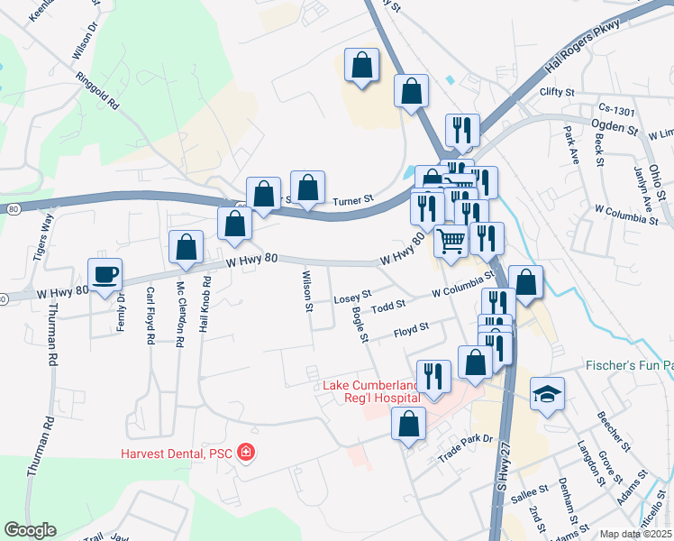 map of restaurants, bars, coffee shops, grocery stores, and more near 100-110 Ham Street in Somerset