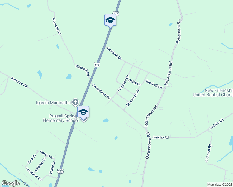 map of restaurants, bars, coffee shops, grocery stores, and more near 69 Goldenrod Drive in Russell Springs