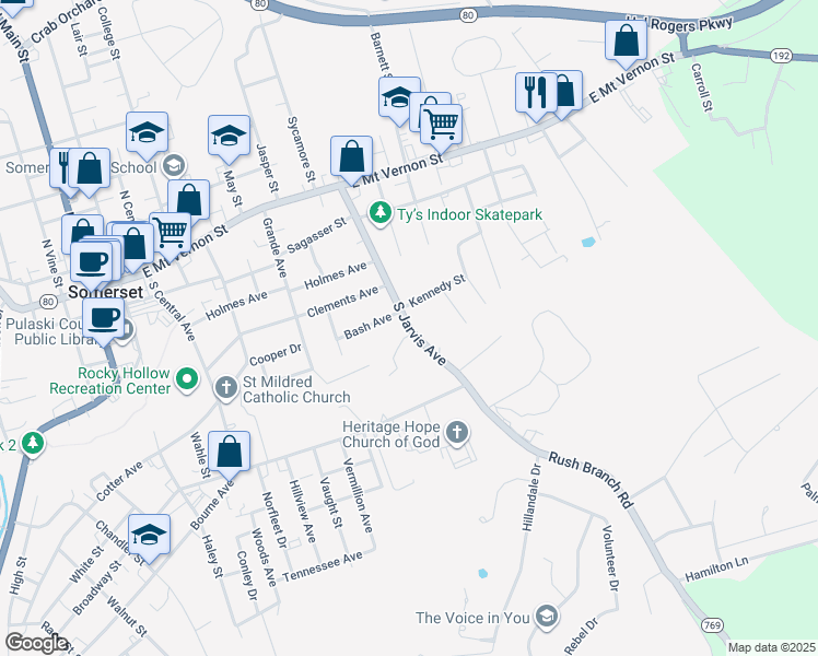 map of restaurants, bars, coffee shops, grocery stores, and more near 5 Edgewood Dr in Somerset