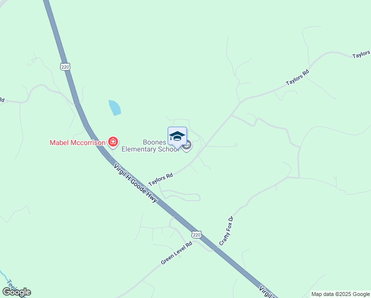 map of restaurants, bars, coffee shops, grocery stores, and more near 265 Taylors Road in Boones Mill