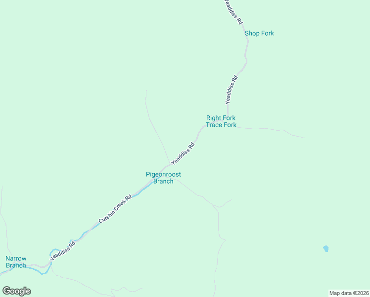 map of restaurants, bars, coffee shops, grocery stores, and more near Cutshin Creek Road in Yeaddiss
