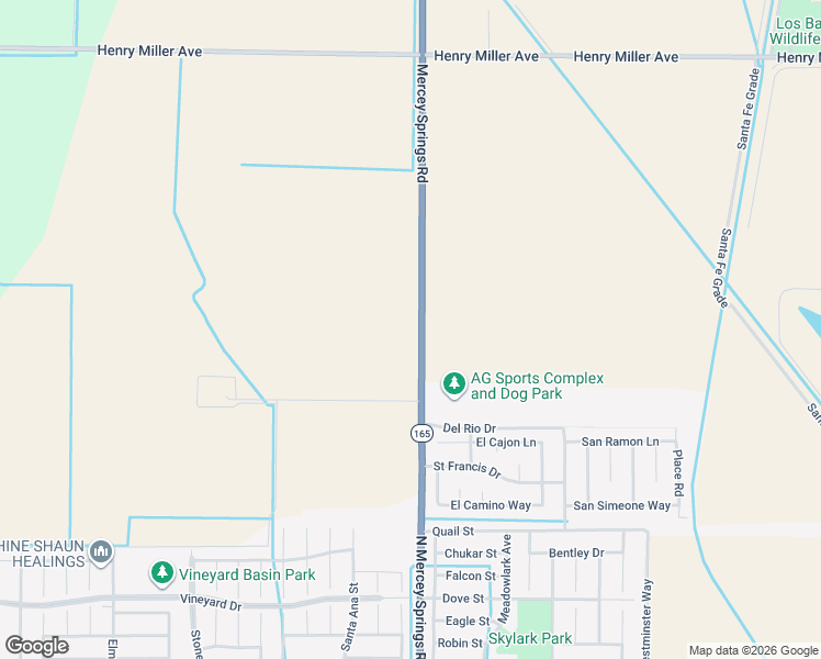 map of restaurants, bars, coffee shops, grocery stores, and more near 13527 Mercey Springs Road in Los Banos