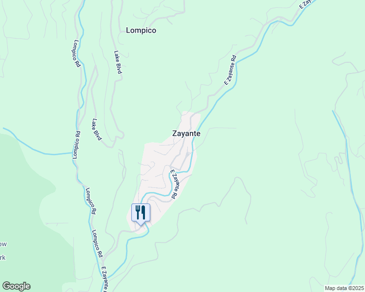 map of restaurants, bars, coffee shops, grocery stores, and more near East Zayante Road in Santa Cruz County
