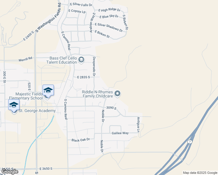 map of restaurants, bars, coffee shops, grocery stores, and more near South Noble Drive in Washington