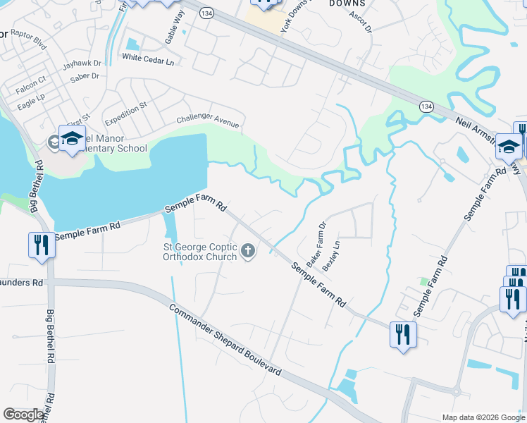 map of restaurants, bars, coffee shops, grocery stores, and more near 190 Semple Farm Road in Hampton