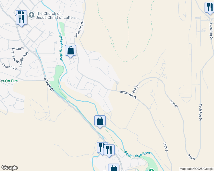 map of restaurants, bars, coffee shops, grocery stores, and more near 996 Homestead Circle in Saint George
