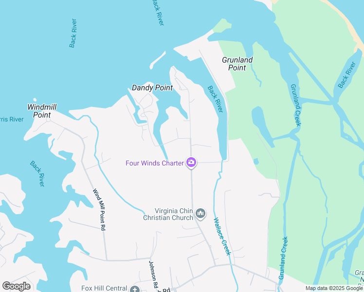 map of restaurants, bars, coffee shops, grocery stores, and more near 205 Dandy Haven Road in Hampton