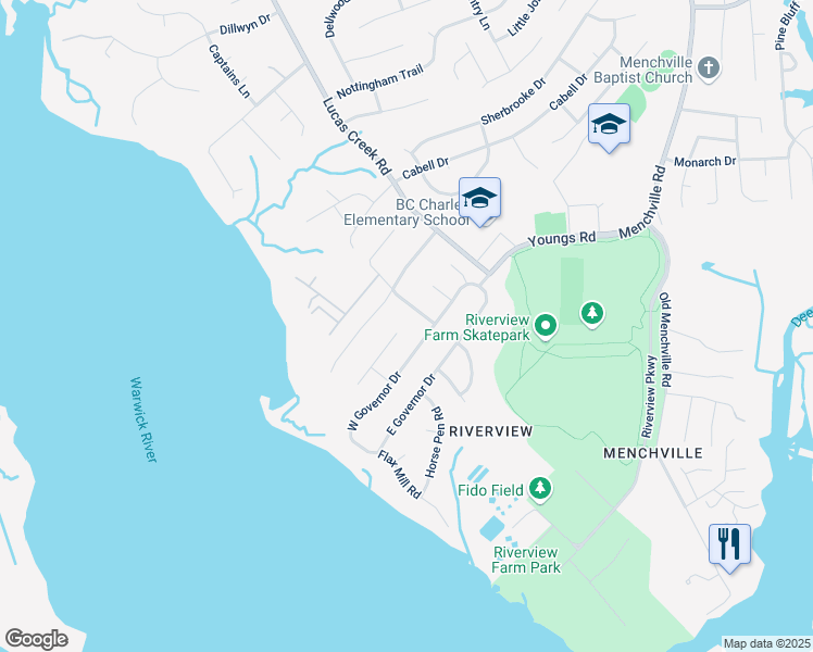 map of restaurants, bars, coffee shops, grocery stores, and more near 49 Cabell Drive in Newport News