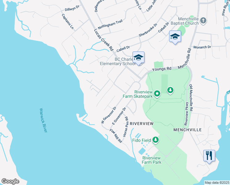 map of restaurants, bars, coffee shops, grocery stores, and more near 49 Cabell Drive in Newport News