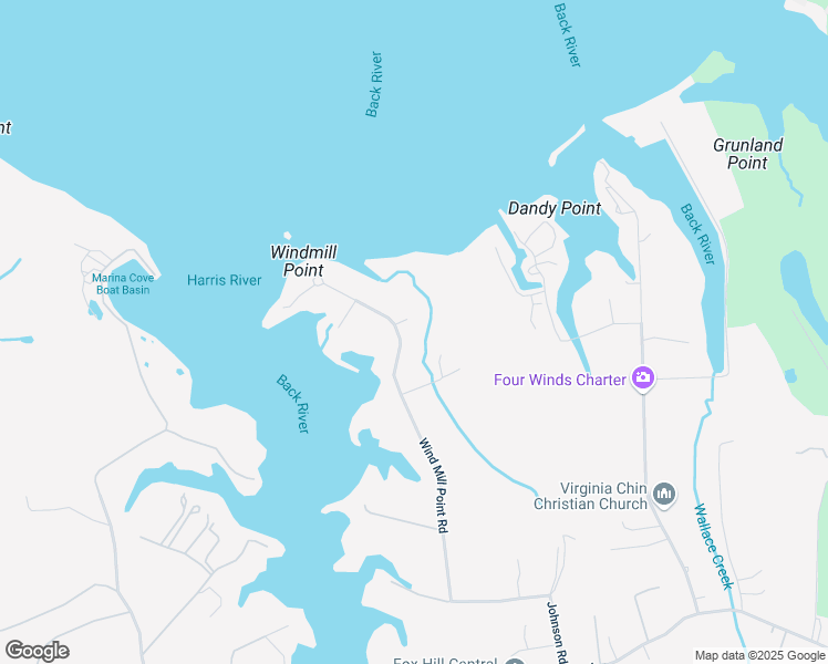 map of restaurants, bars, coffee shops, grocery stores, and more near 142 Wind Mill Point Road in Hampton