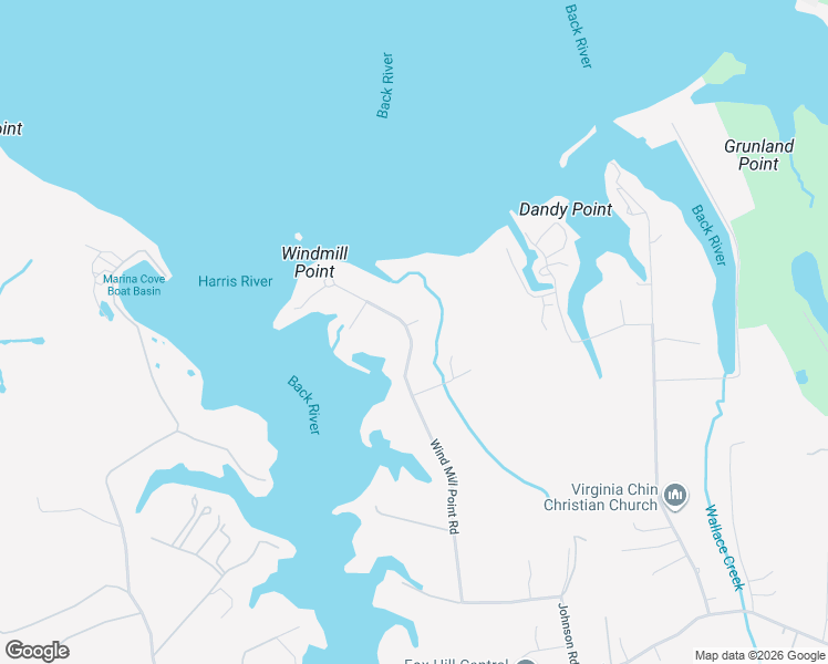 map of restaurants, bars, coffee shops, grocery stores, and more near 148 Wind Mill Point Road in Hampton