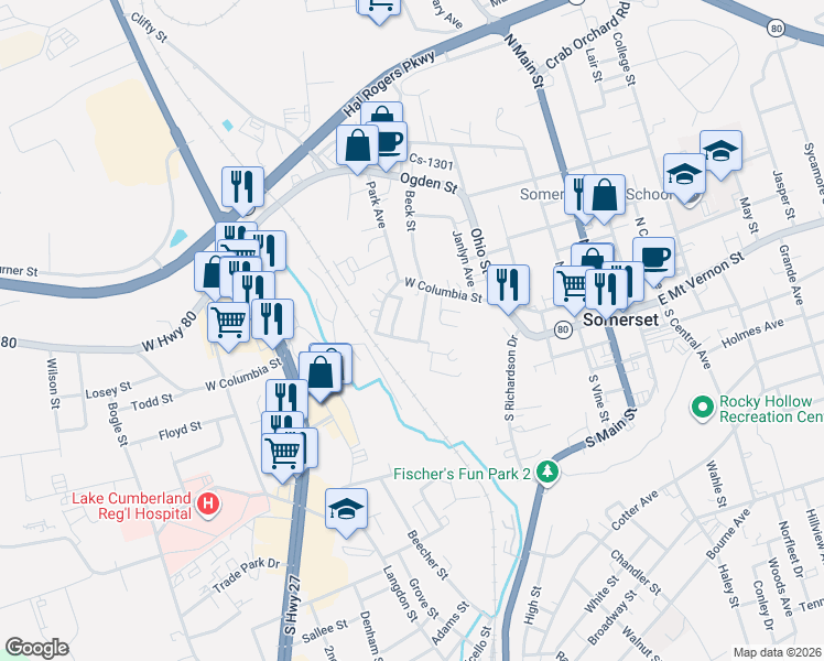 map of restaurants, bars, coffee shops, grocery stores, and more near 2-198 Lincoln Street in Somerset