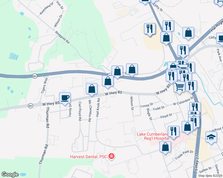 map of restaurants, bars, coffee shops, grocery stores, and more near 100-120 Ringgold Rd in Somerset