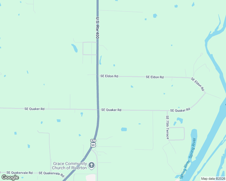 map of restaurants, bars, coffee shops, grocery stores, and more near 7125 Southeast Quaker Road in Riverton