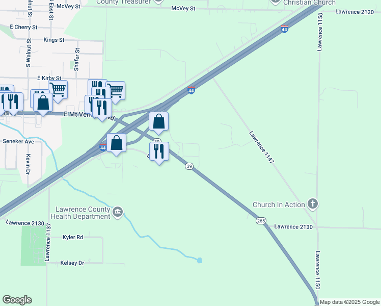 map of restaurants, bars, coffee shops, grocery stores, and more near 14745 Lawrence 2126 in Mount Vernon