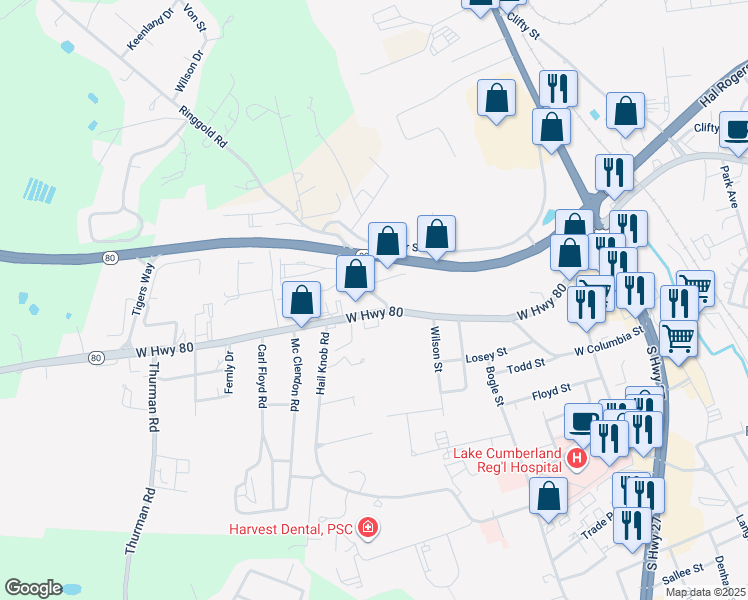 map of restaurants, bars, coffee shops, grocery stores, and more near 100-120 Ringgold Rd in Somerset