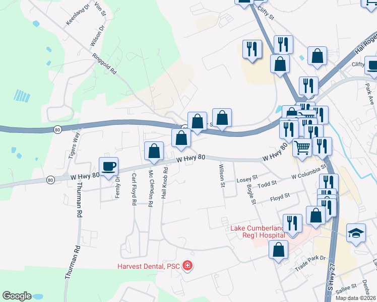 map of restaurants, bars, coffee shops, grocery stores, and more near 100-120 Ringgold Rd in Somerset