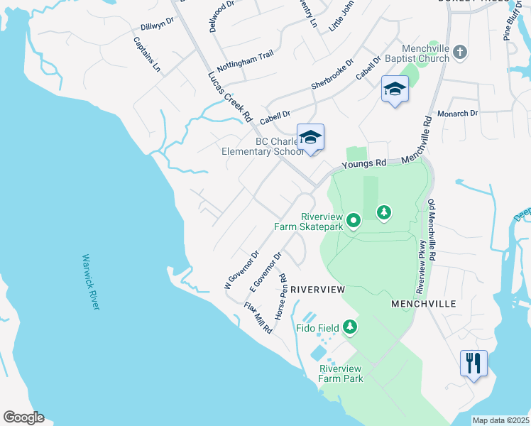map of restaurants, bars, coffee shops, grocery stores, and more near 49 Cabell Drive in Newport News