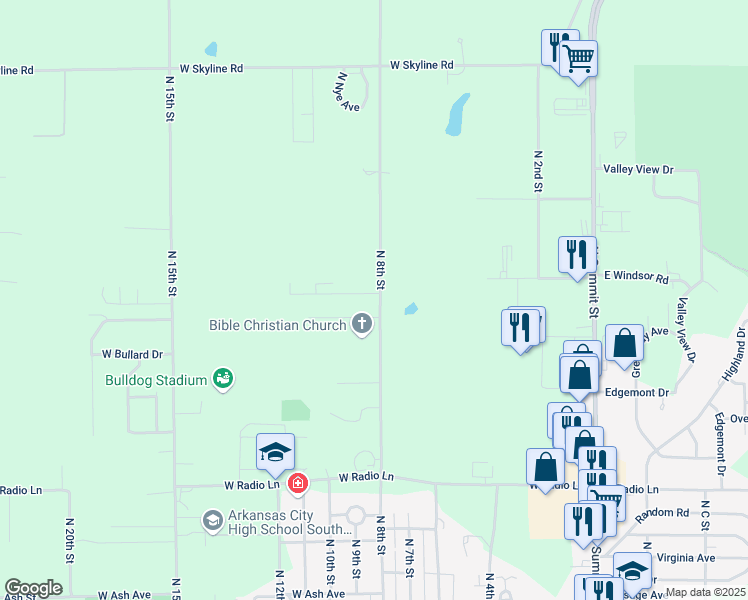 map of restaurants, bars, coffee shops, grocery stores, and more near 915 Forrest Glenn Dr in Arkansas City