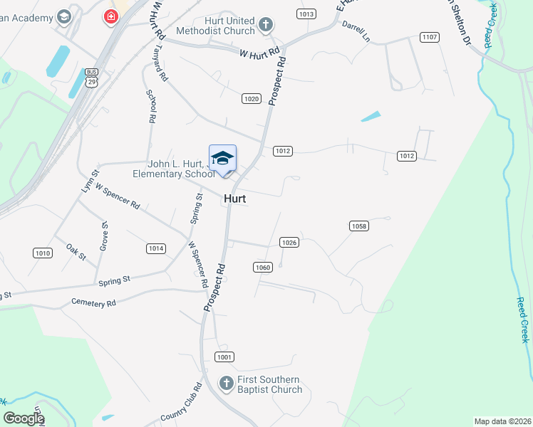 map of restaurants, bars, coffee shops, grocery stores, and more near 398 Prospect Road in Hurt