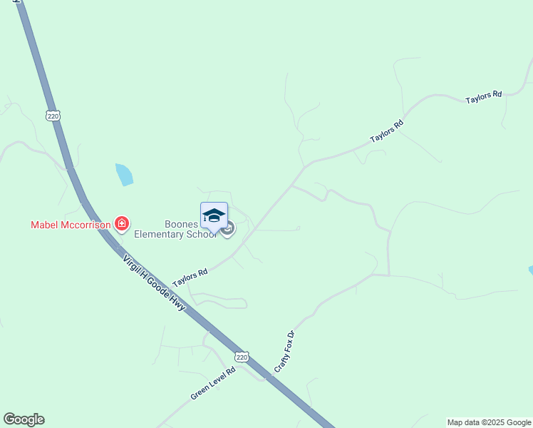 map of restaurants, bars, coffee shops, grocery stores, and more near 265 Taylors Road in Boones Mill