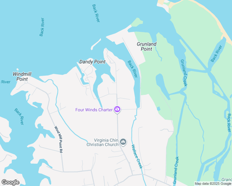 map of restaurants, bars, coffee shops, grocery stores, and more near 205 Dandy Haven Road in Hampton