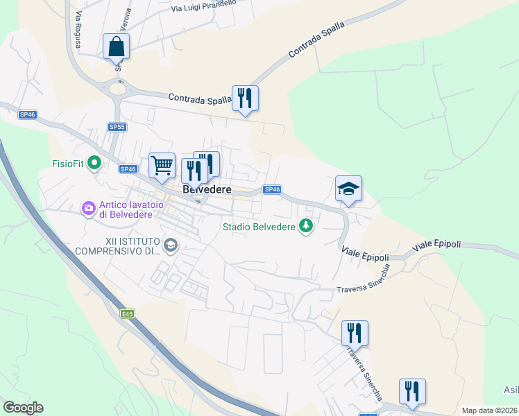 map of restaurants, bars, coffee shops, grocery stores, and more near 10 Via Muzio Scevola in Belvedere