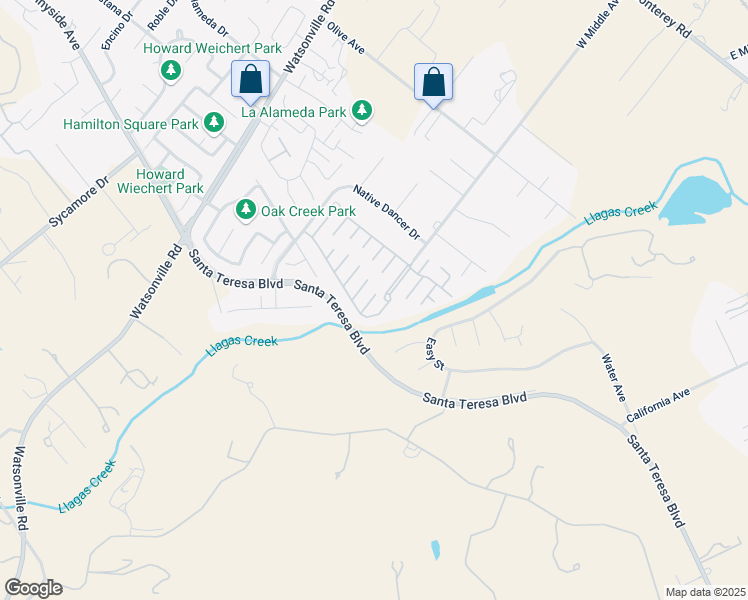 map of restaurants, bars, coffee shops, grocery stores, and more near 199 Leisure Drive in Morgan Hill