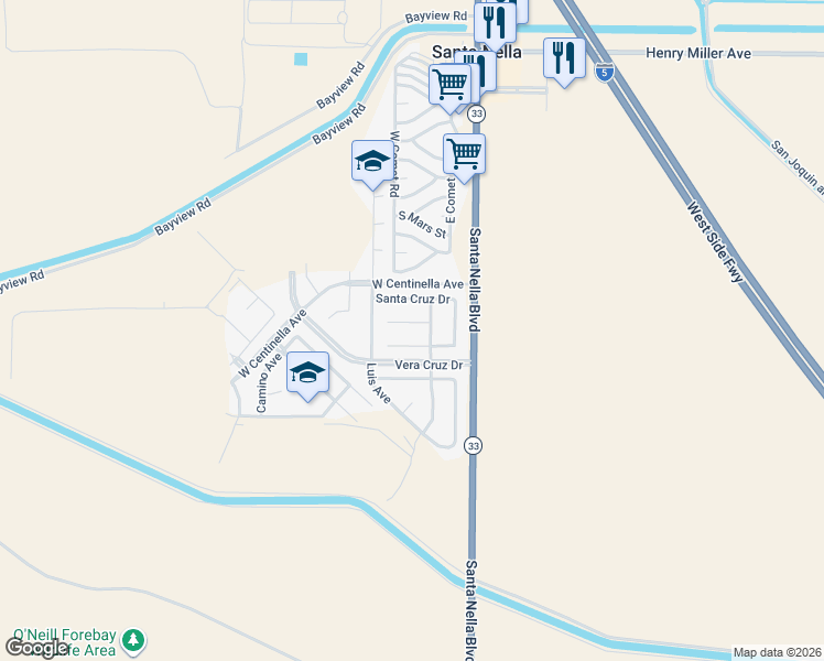 map of restaurants, bars, coffee shops, grocery stores, and more near 29135 Monterey Court in Gustine