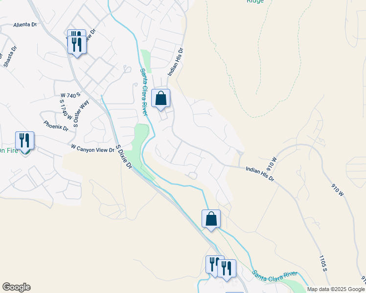 map of restaurants, bars, coffee shops, grocery stores, and more near 941 South 1240 West Street in St. George