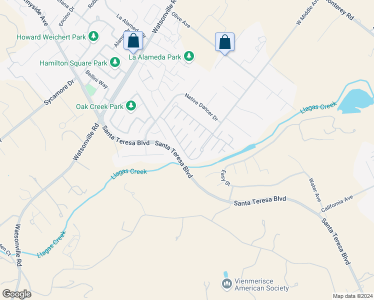 map of restaurants, bars, coffee shops, grocery stores, and more near 238 Harvest Lane in Morgan Hill