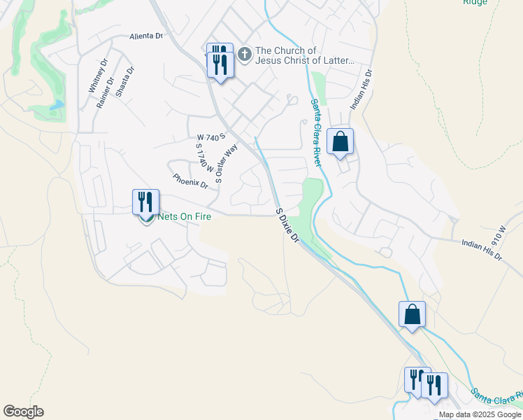 map of restaurants, bars, coffee shops, grocery stores, and more near in St. George