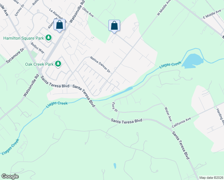 map of restaurants, bars, coffee shops, grocery stores, and more near 66 Mulberry Court in Morgan Hill
