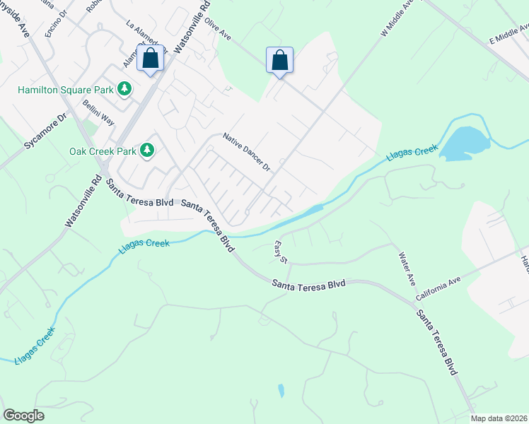 map of restaurants, bars, coffee shops, grocery stores, and more near 66 Mulberry Court in Morgan Hill